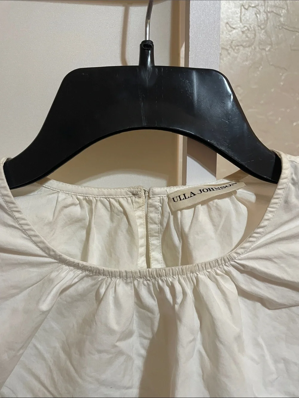 Ulla Johnson Cream Ruffle-Sleeve Cotton Blouse - Picture 2 of 5